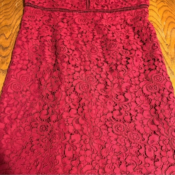 Bardot Women’s Lace Panel Midi Dress In Wine Sz 8 - Picture 6 of 15